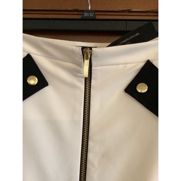 Worthington Womens Size 4 Skirt Ivory Faux Pockets Zippered Front NWT - Picture 3 of 5